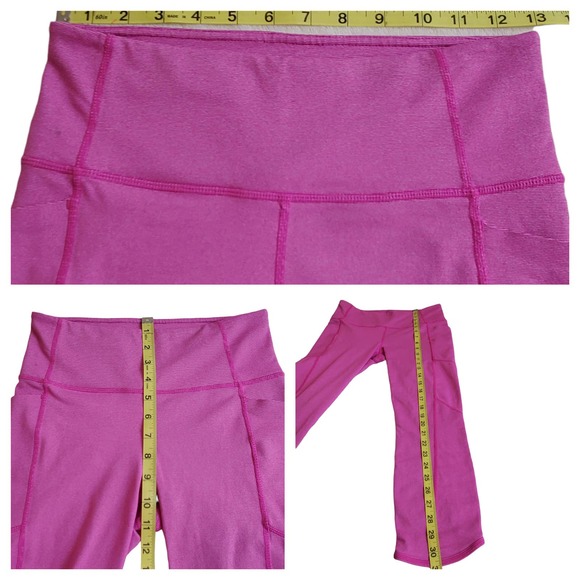 ATHLETA Capri Pink Striped Athletic Work Out Leggings Women's Size Small - Picture 12 of 13